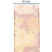Article Ruban organza floral automnal 40 mm x 15 m – Tons violets, bruns et verts