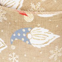 Article Ruban décoratif en polyester aspect jute motif lutins de Noël large 60mm long 10m