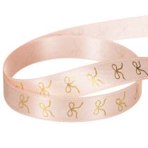Article Ruban décoratif en polyester avec motifs dorés, 15 mm x 18 m, rose et or