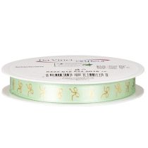 Article Ruban décoratif en polyester motif nœuds dorés 15mm x 18m, couleur vert menthe