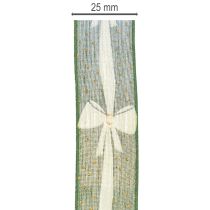 Article Ruban décoratif en tissu vert avec motif nœud, 25 mm x 18 m