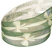 Article Ruban décoratif en tissu vert avec motif nœud, 25 mm x 18 m