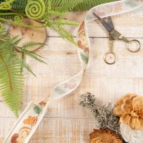 Article Ruban décoratif avec motif champignons et feuilles d'automne 25mm x 18m