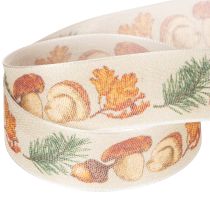 Article Ruban décoratif avec motif champignons et feuilles d'automne 25mm x 18m