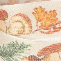 Article Ruban décoratif avec motif champignons et feuilles d'automne 25mm x 18m