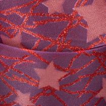 Article Ruban décoratif en organza avec étoiles scintillantes, 40 mm x 15 m, violet et rouge