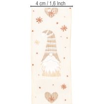 Article Ruban décoratif tissu beige motifs lutins et cœurs 40 mm x 15 m Noël intérieur