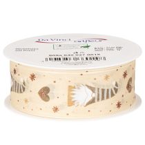 Article Ruban décoratif tissu beige motifs lutins et cœurs 40 mm x 15 m Noël intérieur