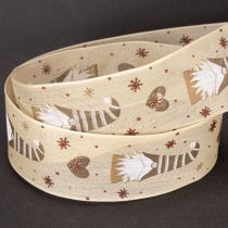 Article Ruban décoratif tissu beige motifs lutins et cœurs 40 mm x 15 m Noël intérieur