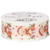 Article Ruban cadeau en tissu motif ours de Noël 40mm x 15m