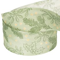 Article Ruban décoratif en polyester 40 mm 15 m avec motifs houx et gui verts
