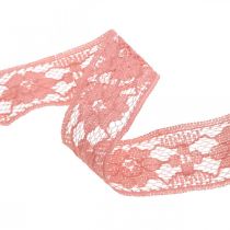 Article Ruban dentelle vieux rose, ruban décoratif, décoration vintage, ruban décoratif, décoration mariage W25mm L15m