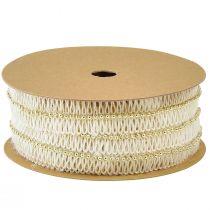 Article Ruban de jute ruban avec perles dorées jute crème 17mm 10m