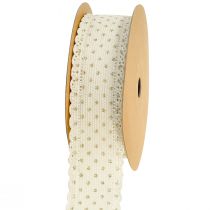 Ruban cadeau ruban crème pois et dentelle 38mm 10mm