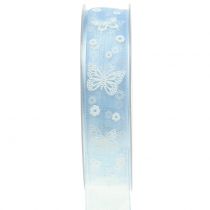 Ruban organza papillon bleu 25mm 20m