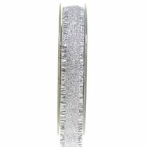 Ruban déco argent à franges 15mm 15m
