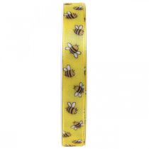 Article Ruban déco jaune printemps, ruban avec abeilles B15mm L20m