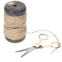 Article Bobine de ruban en jute avec ciseaux Ø5cm H8cm 2 pièces