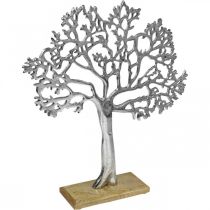 Arbre déco en métal grand, arbre en métal argenté H42,5cm