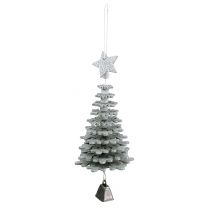 Suspension Sapin de Noël avec clochette Argent 29cm