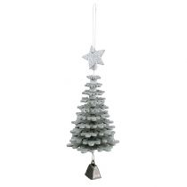 Article Suspension Sapin de Noël avec clochette Argent 29cm