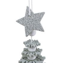 Article Suspension Sapin de Noël avec clochette Argent 29cm