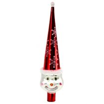 Article Figurine cime d&#39;arbre bonhomme de neige 30 cm rouge, blanc