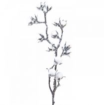 Branche de coton artificielle fleurs en coton avec neige 79cm