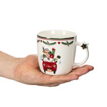 Article Tasse en céramique avec motif de Noël, voiture et cadeaux, 9 cm