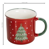 Article Tasse de Noël rouge en céramique avec motif sapin 9 cm