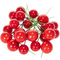 Article Baies rouges artificielles avec tiges en fil, 15-20 mm, lot de 48 pièces