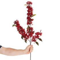 Article Kitschiger rameau artificiel avec baies rouges et feuilles vertes, 96 cm