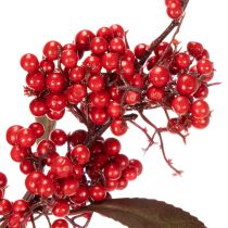 Article Kitschiger rameau artificiel avec baies rouges et feuilles vertes, 96 cm