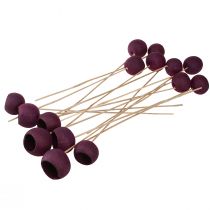 Article Cloche sur pied décoration sèche fleuristerie funéraire vin rouge 15 pcs