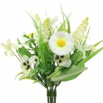 Bouquet de printemps avec pâquerettes et jacinthe Blanc, jaune 25cm