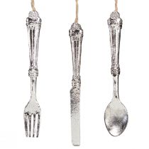 Article Décoration de couverts à suspendre aspect métal argenté 14 cm 12 pcs