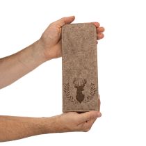 Article Pochettes à couverts en feutre motif cerf 26 cm marron set de 4