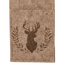 Article Pochettes à couverts en feutre motif cerf 26 cm marron set de 4