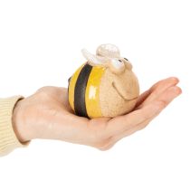 Article Figurine d'abeille en céramique pour une touche décorative raffinée sur les rebords de fenêtres ou dans les pièces à vivre, 7 cm, lot de 3