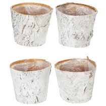Article Lot de 4 pots en écorce de bouleau blanche avec doublure plastique – Ø12 cm
