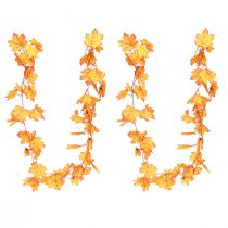 Article Guirlande de feuilles guirlande d'automne orange jaune 168cm 2pcs