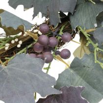 Couronne décorative de feuilles de vigne et de raisins Couronne d&#39;automne de vignes Ø60cm
