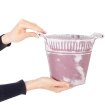 Article Seau déco métal lilas effet blanchi Ø19cm H17cm - 1 pièce