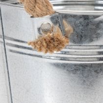 Article Seau en métal brillant avec poignées en corde, Ø18cm