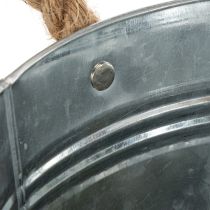 Article Seau décoratif en métal galvanisé avec poignées en corde Ø22 cm