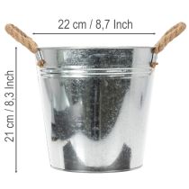 Article Seau décoratif en métal galvanisé avec poignées en corde Ø22 cm