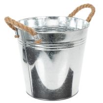 Article Seau décoratif en métal galvanisé avec poignées en corde Ø22 cm