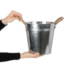 Article Seau décoratif en métal galvanisé avec poignées en corde Ø22 cm