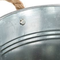 Article Seau décoratif en métal argenté avec poignées en corde Ø25 cm