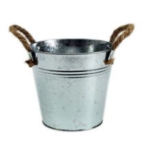Article Pot de fleur seau décoratif en métal avec poignées en corde Ø20cm